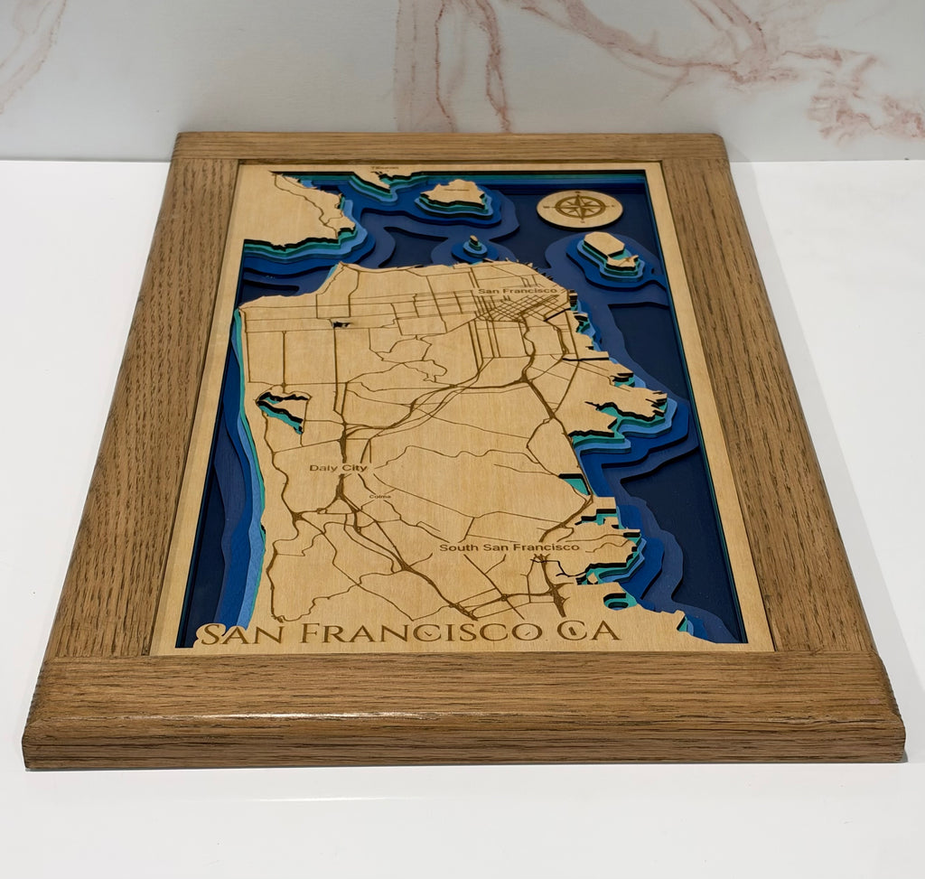 Laser Engraved Wooden Layered Maps
